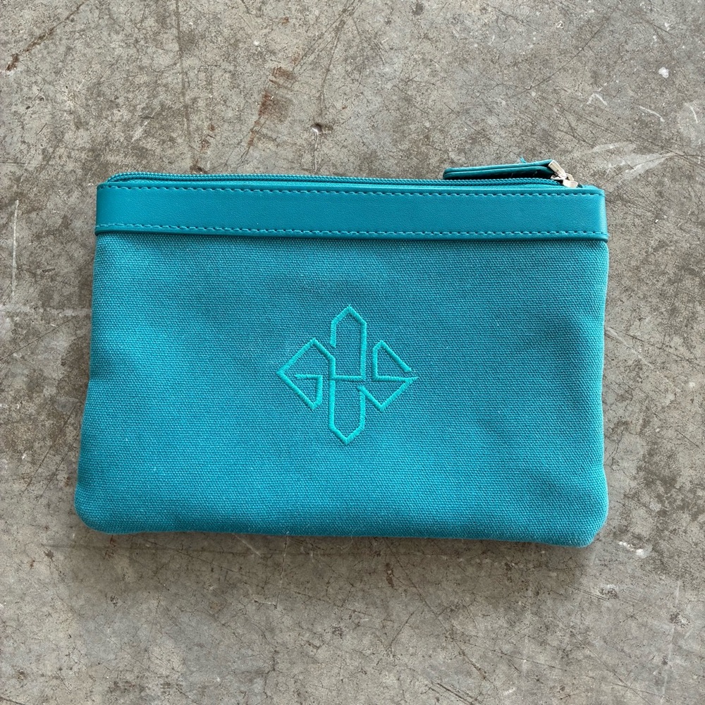 Teal ettinger Canvas Pouch with Zipper tech cosmetic makeup bag